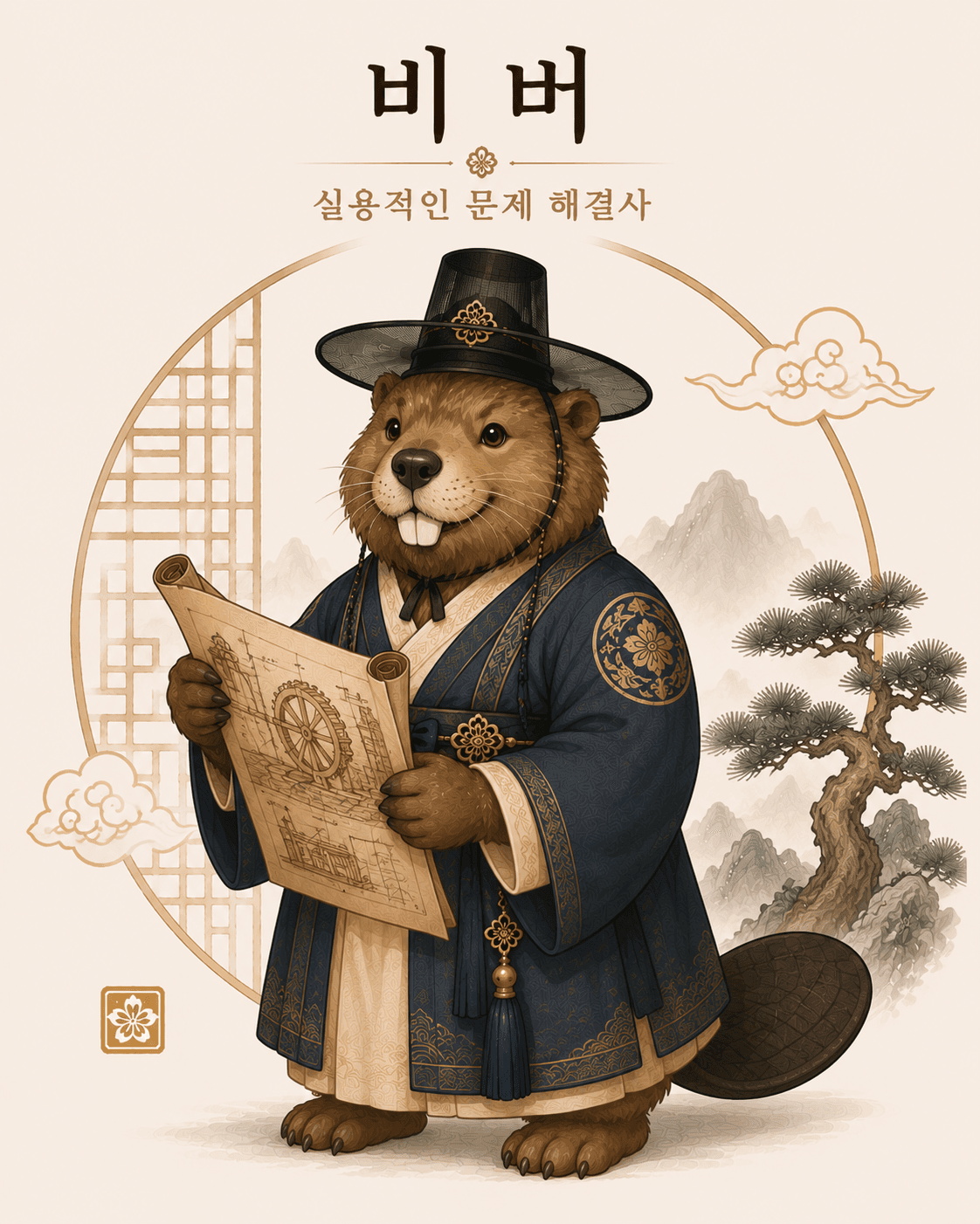 비버 캐릭터 일러스트