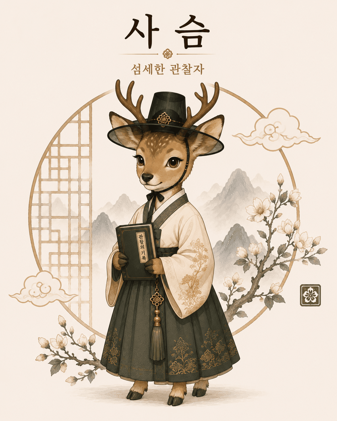 사슴 캐릭터 일러스트