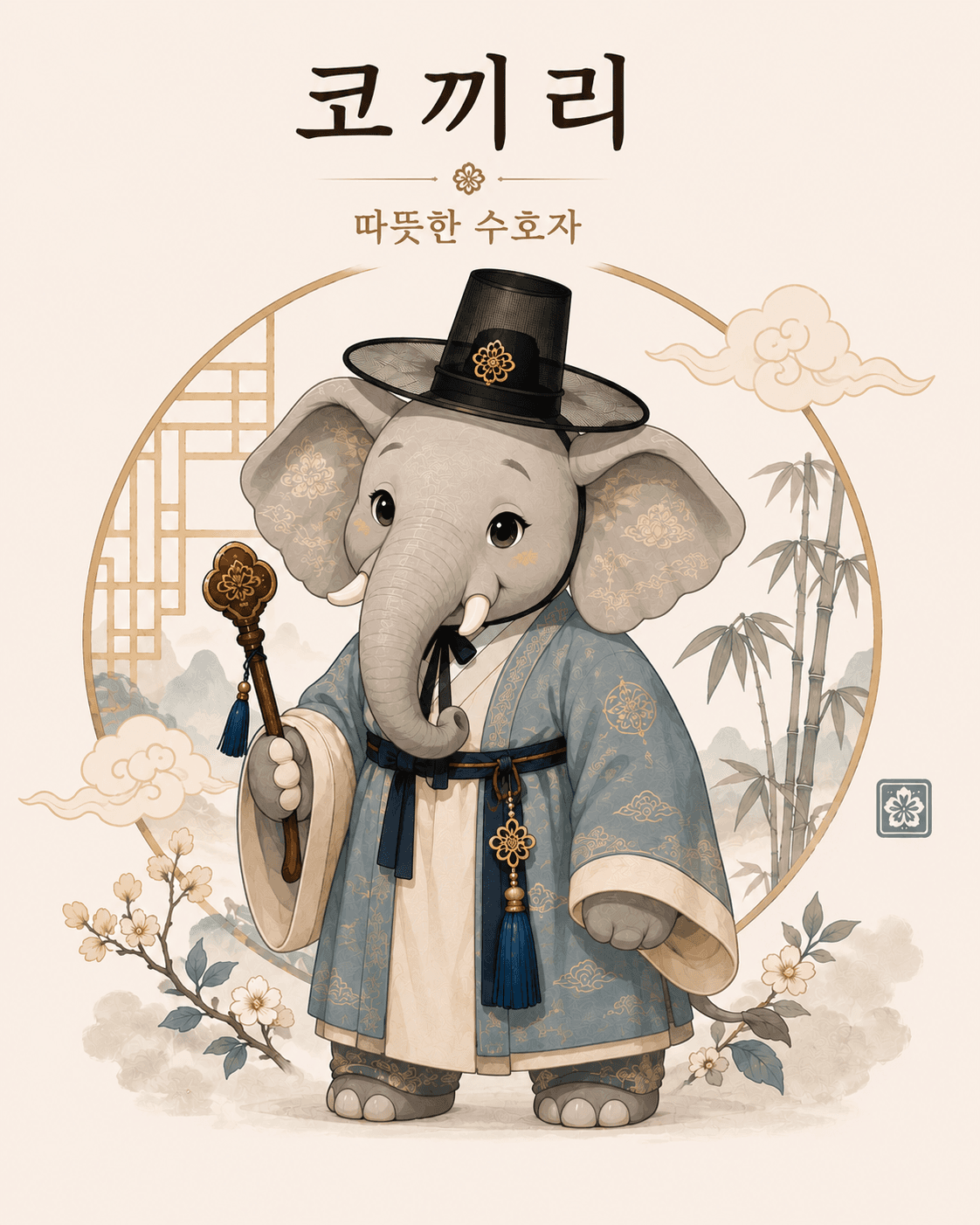 코끼리 캐릭터 일러스트